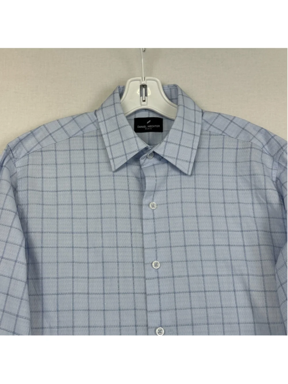 Daniel Hechter Paris Dress Shirt Blue Check Modern Fit Men's / S 14-14.5 - Picture 2 of 12